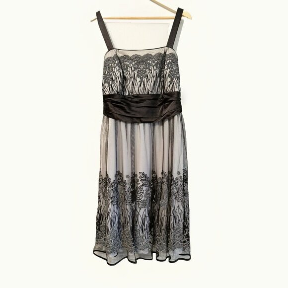 R&M Richard’s Women Floral Dress 18W Sheer Metallic Silver Whimsigoth Romantic - Picture 3 of 15